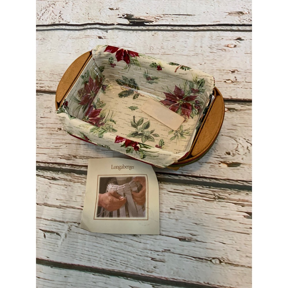 Longaberger 2005 Small Rectangular Basket Poinsettia Liner Plastic Protector